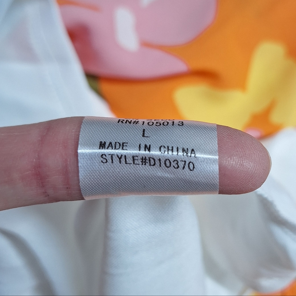 Emily Wonder Orange Floral Faux Wrap Dress, Size Large, Style#D10370, NWOT - Picture 4 of 16